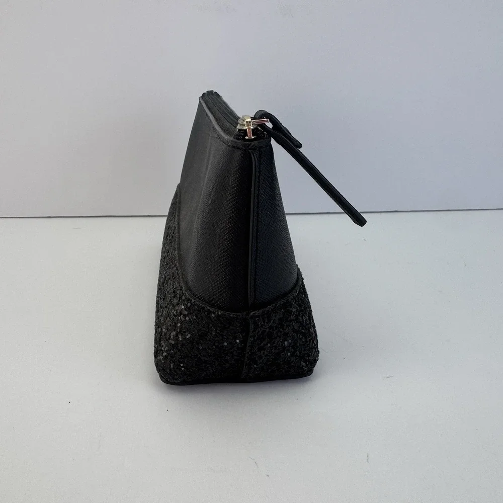 Kate Spade New York Greta Court Little Shiloh Black Sparkly Glitter Cosmetic Bag